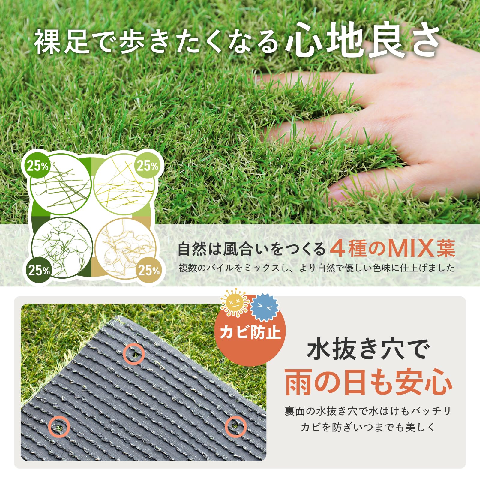 Amazon.co.jp: FIFA公認生産工場製 人工芝 1m×5m 芝丈 18mm 夏色 U字